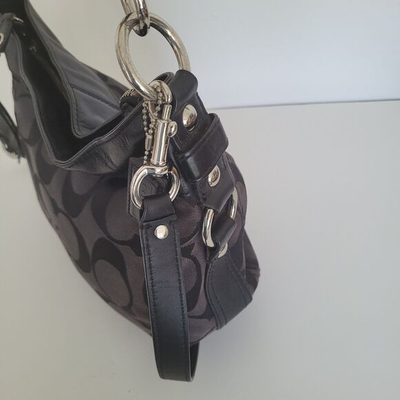 Coach Black and Gray Signature Shoulder Bag - Picture 8 of 10